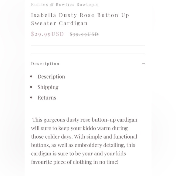 Soft Embroidered Pink Sweater Cardigan for Toddler Baby Girl Warm Cozy - Picture 3 of 3